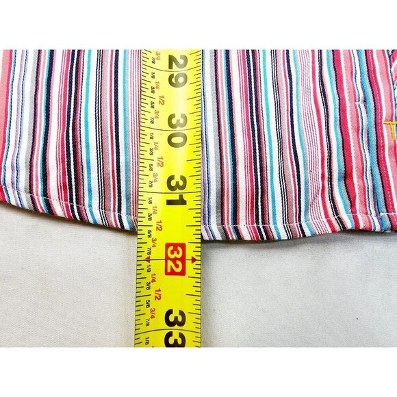 Thomas Dean Size Large Mens Multi Stripe Embroidered Logo Spread Collar Shirt - Picture 9 of 11